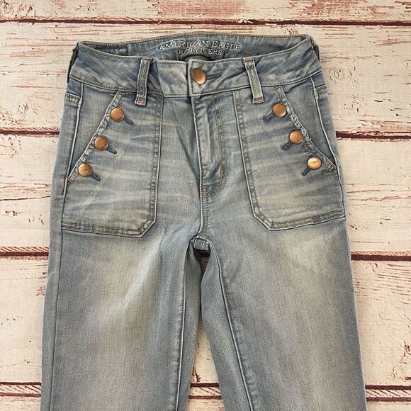 American Eagle Outfitters Super Stretch Flare Jeans Women's Size 0 Long - Picture 2 of 15